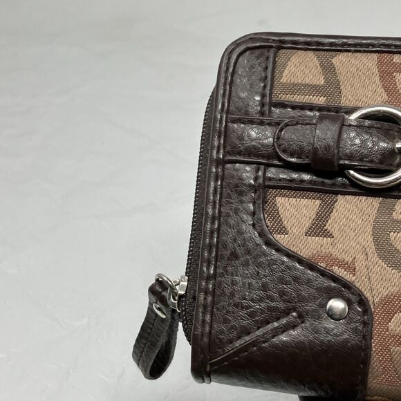 Etiennne Aigner Wallet Logo Fabric With Leather Trim Brown - Picture 13 of 16